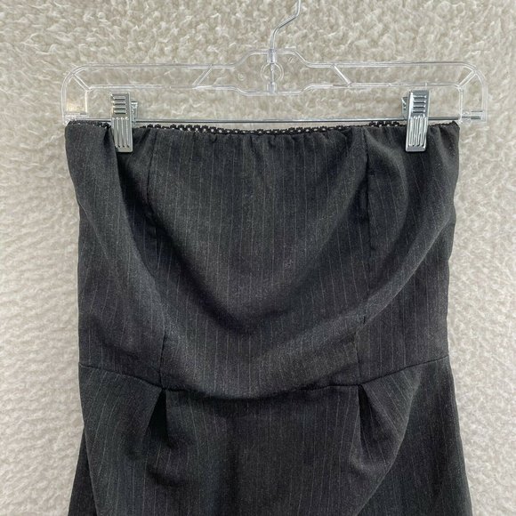 Y2K 2000s Grey Pinstripe Strapless Pencil Sheath Dress Womens S Small - Picture 3 of 10